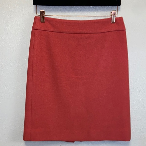 J.Crew Coral Wool Blend Fully Lined Classic Pencil Skirt: 4842 - Picture 1 of 6